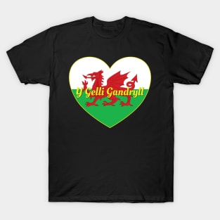 Y Gelli Gandryll Cymru UK Baner Cymru Calon T-Shirt